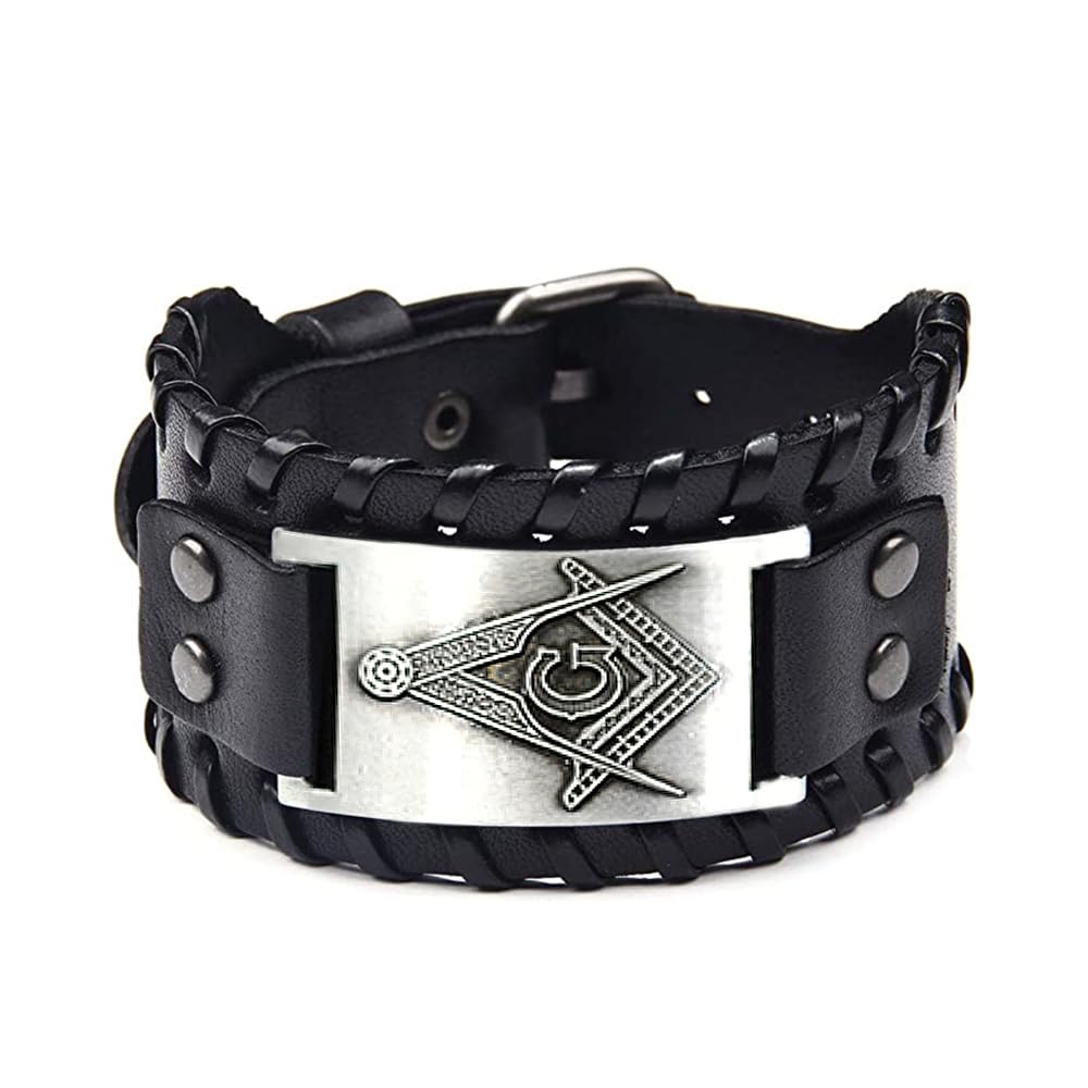 Amazon.com: EENSYWEENSY Masonic Freemason Leather Bracelet